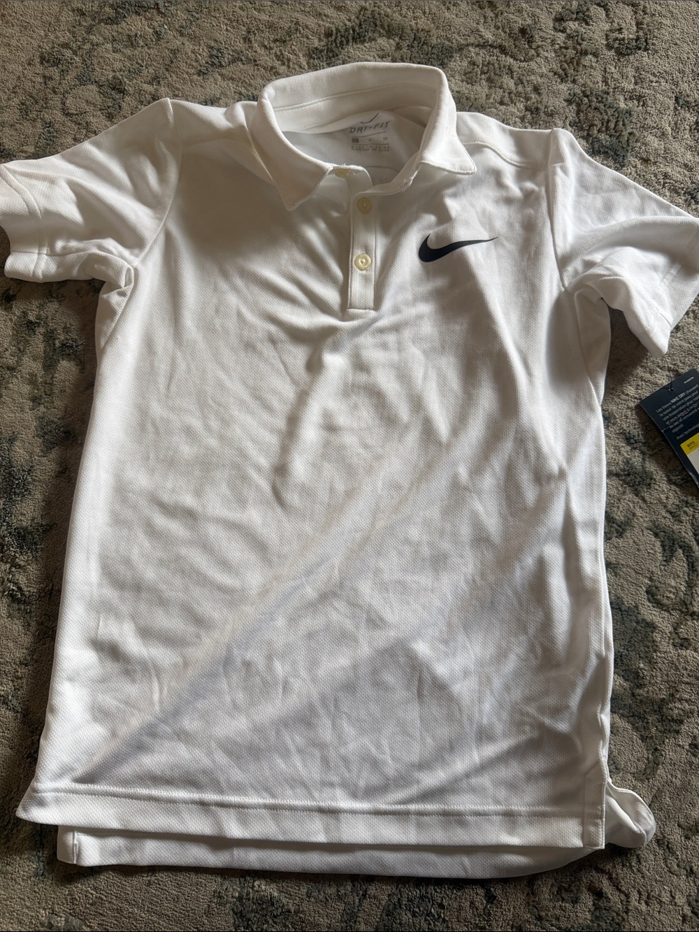 Nike White Polo Shirt with Navy Swoosh